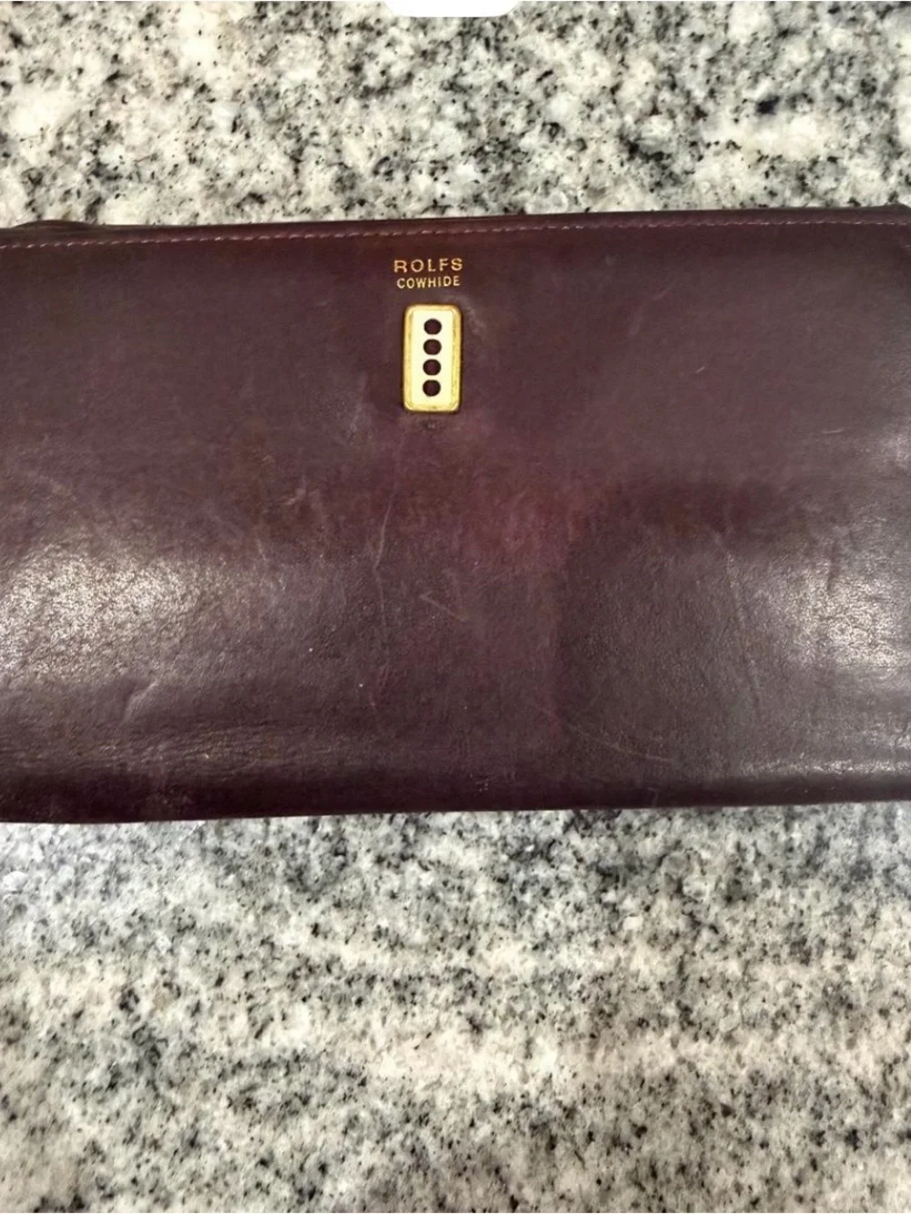 Rolfs Brown Leather Cowhide Wallet with Gold Accent
